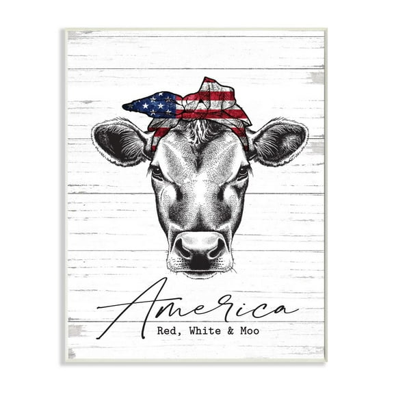 Stupell Industries Americana Cow Red White and Moo Country Farm Quote Graphic Art Unframed Art Print Wall Art, 13x19, by Lettered and Lined