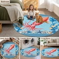 thumbnail image 6 of Summer Coastal Round Living Room Rugs 3.3 ft, Ocean Red Squid Blue Starfish Nautical Coral Washable Area Rug with Non-Slip Sturdy Edge Binding Round Front Door Mat Floor Carpet for Entryway, 6 of 9