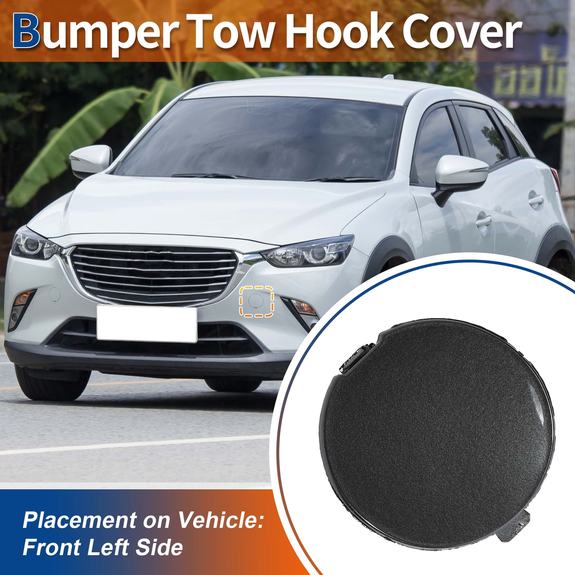 Unique Bargains Front Left Driver Side Bumper Tow Hook Cover for Mazda CX-3 2016-2021