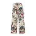 thumbnail image 4 of ICHUANYI Clearance Women Printing Cotton Linen Ankle-Length Pants Pokets Casual Elastic Trousers Long Pants(Hot Pink, S) ICHUANYI WER2023080805677, 4 of 7