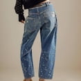 thumbnail image 3 of Jeans baggy tipo barrel con cintura elástica, azul, 3 of 5