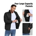 thumbnail image 3 of Lavenicole Mens Puffer Jacket - Waterproof Zip Up Hooded Lightweight Jacket for Men Black XL, 3 of 7