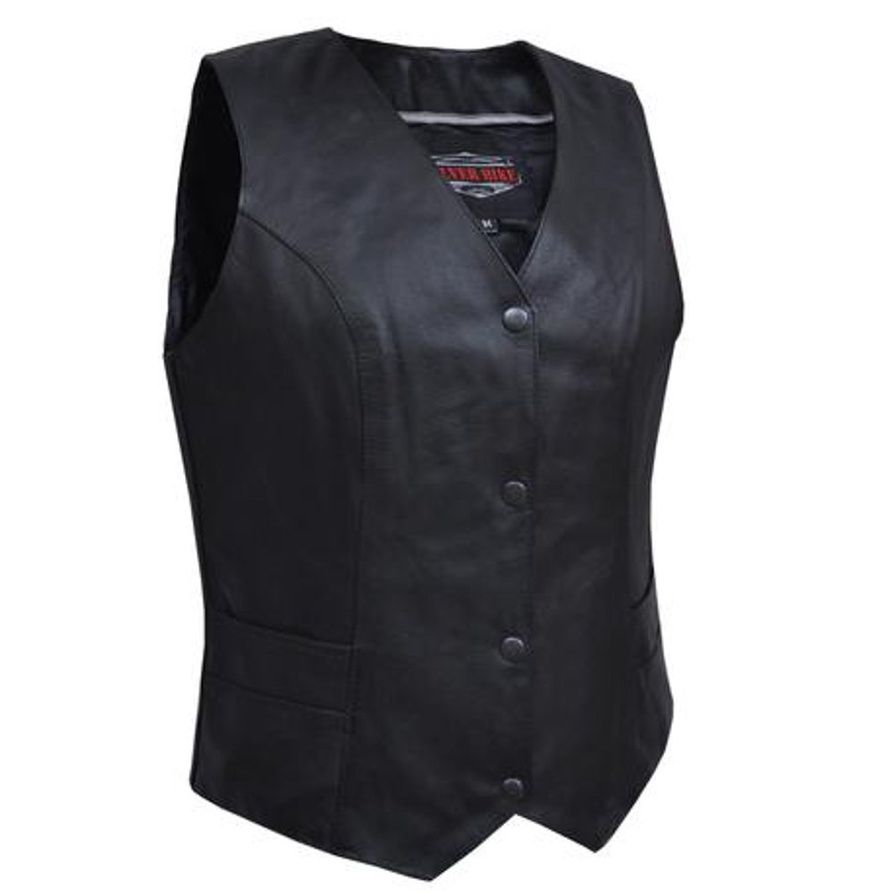 UNIK Women's Classic Motorcycle Premium Leather Traditional Biker Vest