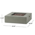 thumbnail image 3 of Mayfair Lightweight Concrete Outdoor 50,000 BTU Square Fire Pit (No Tank Holder), Light Gray, 3 of 8