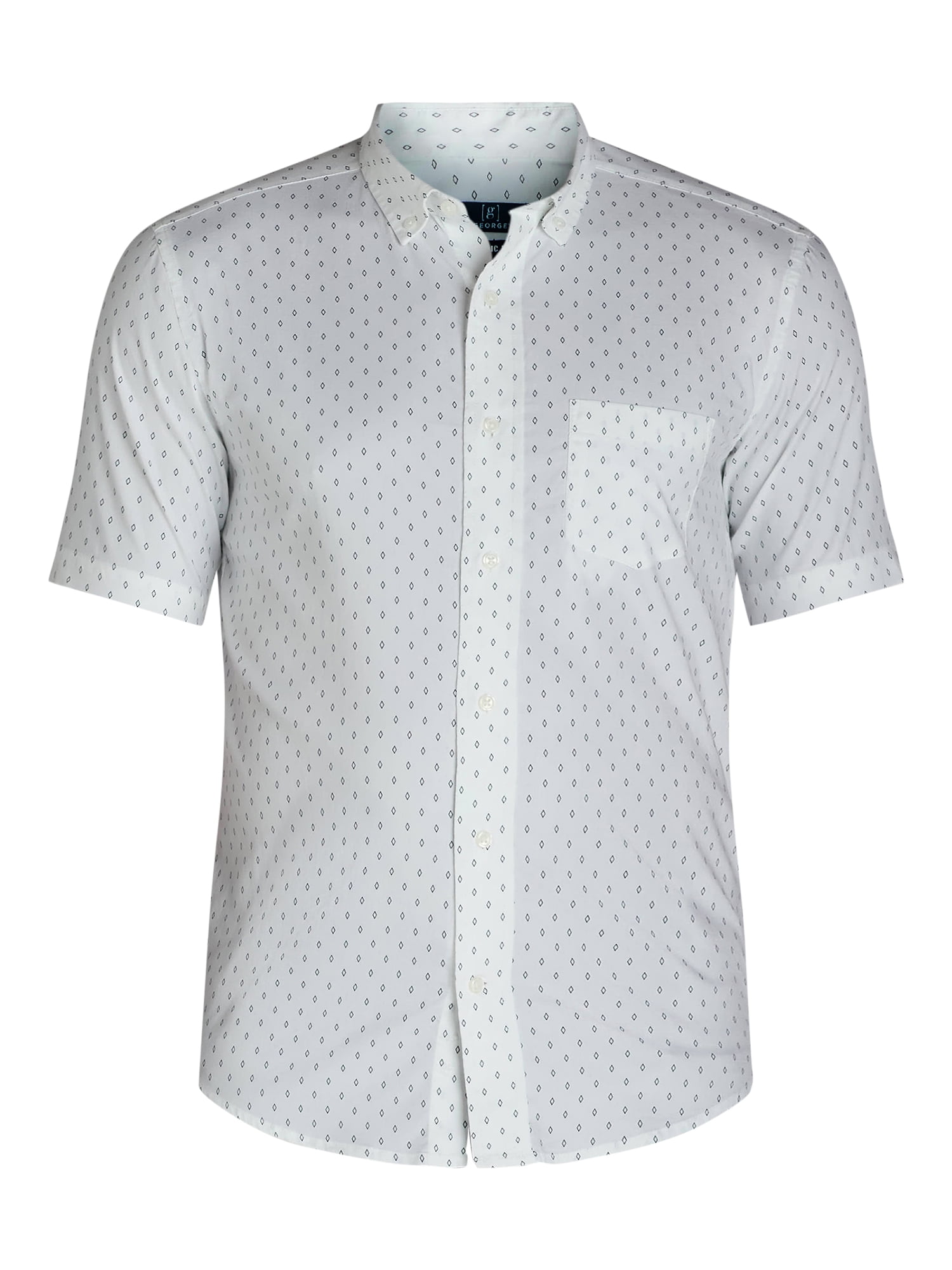 George Men's & Big Men's Short Sleeve Poplin Button-Up Shirt, Sizes S-3XL