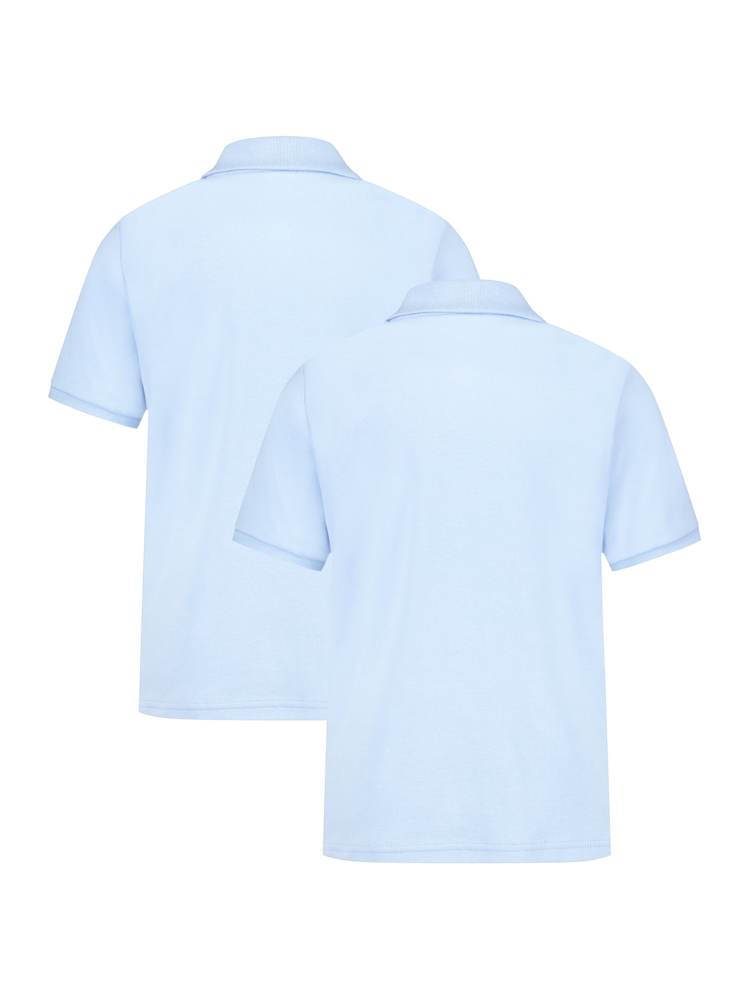 Wonder Nation Girls School Uniform Interlock Short Sleeve Polo Shirt, 2-Pack, Sizes 4-18 & 10-16 Plus