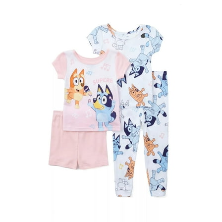 Bluey and Bingo Toddler Girl's Superb Musical Cotton 4-PC Pajama Set, Size 4T