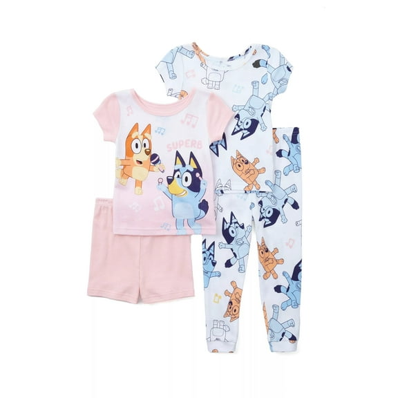 Bluey and Bingo Toddler Girl's Superb Musical Cotton 4-PC Pajama Set, Size 4T