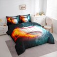 thumbnail image 3 of jejeloiu Baseball Game Gaming 7pcs Bedding Comforter Set,Ball Sport Queen Bedding Sets,Gradient Orange Cyan Queen Sheet Sets For Boys Kids,Ultra Soft Home Decor Reversible, 3 of 8