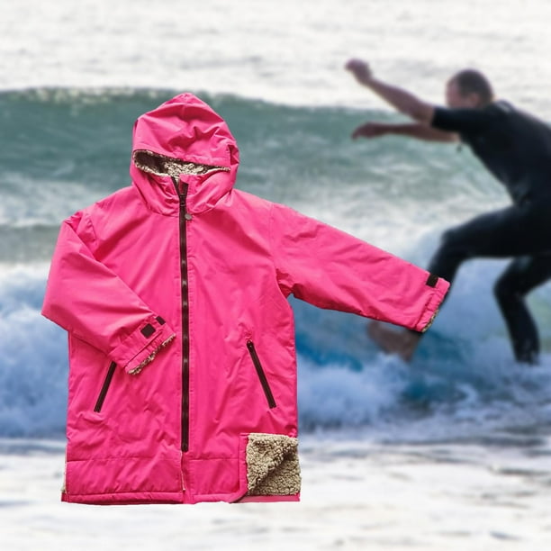 Parka Poncho Chaqueta Abrigo Abrigo de manga larga Traje Outwear Anorak Cape Warm Wearable Secado rapido Kids Changing Robe para la playa rosa rojo gris shamjiam Cambio de chaqueta de bata