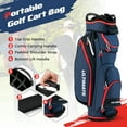 thumbnail image 6 of Topbuy Golf Cart Bag Lightweight Portable Golf Club Bag with 14-Way Dividers 8 Zippered Pockets Including Cooler Bag Rain Hood and Shoulder Strap for Men Women Navy, 6 of 7