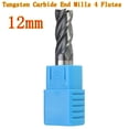 thumbnail image 1 of 12MM Tungsten Carbide End Mill 4 Flute HRC50 75MM Length Flat Bottom 12MM Shank, 1 of 11