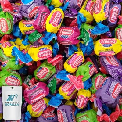 Dubble Bubble Gum - 5 lb Bulk Bag (Around 285 pieces) of 4 Flavor Assortment of Individually Wrapped Chewing Gum in a Resealable Stand-Up The Hungry Gorilla Bag - Gluten Free