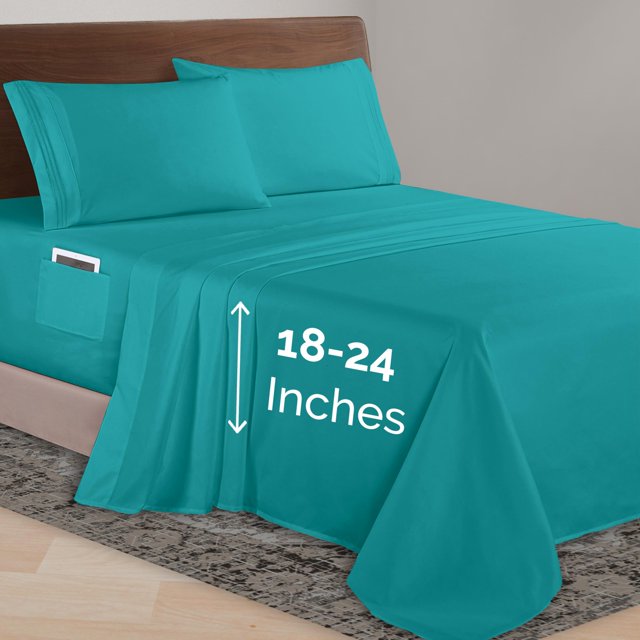 Elegant Comfort Juego De Sábanas De 4 Piezas De Microfibra De Calidad Hotelera 1500 De Lujo, De 45,7 A 24.0 In De Profundidad, Sábanas De Bolsillo Extra Profundas, Ultra Suaves, 4 Piezas De Bolsillo P