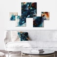 thumbnail image 2 of Designart "Marble Liquid Ink Blue and Orange III" Abstract Marble Metal Wall Art Set, 2 of 5