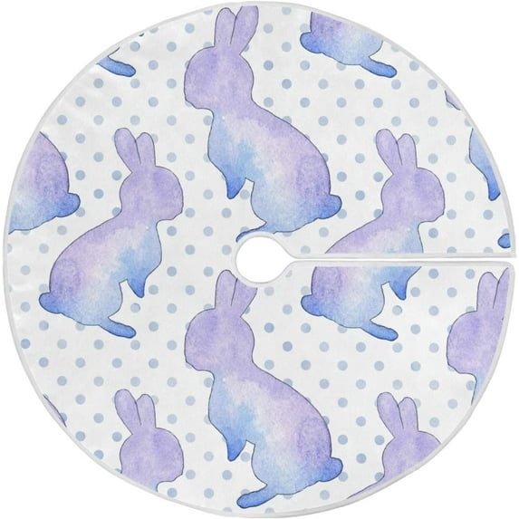 FMSHPON Easter Easter Polka Dot Rabbit Xmas Christmas Tree Skirt Stand Mat for Holiday Party Decoration Indoor Outdoor 36 inches