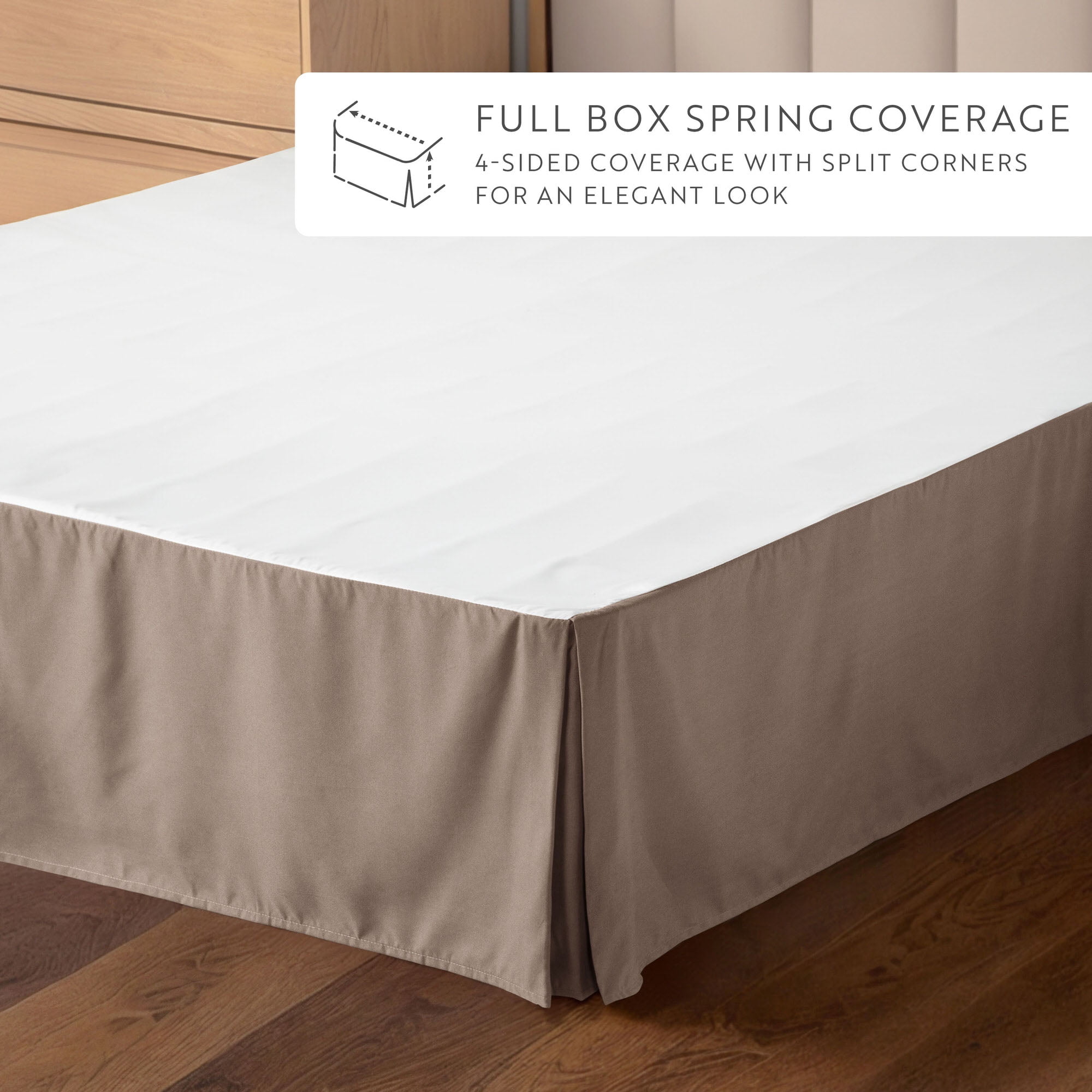 Noble Linens Taupe Pleated Dust Ruffle Bed Skirt, Twin-XL