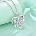 thumbnail image 4 of Blaniy Heart Birthstone Necklace Sterling Silver Rose Flower Pendant Jewelry Gifts for Women, 18", 4 of 7