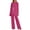 Watermelon Red-Trousers Suit, variant on Elegant Solid Color Long Sleeve Crew Neck Lace Chiffon Floral Top and Wide Leg Pants Two Piece Pantsuit for Women Wedding Guest Plus Size Brick Red L