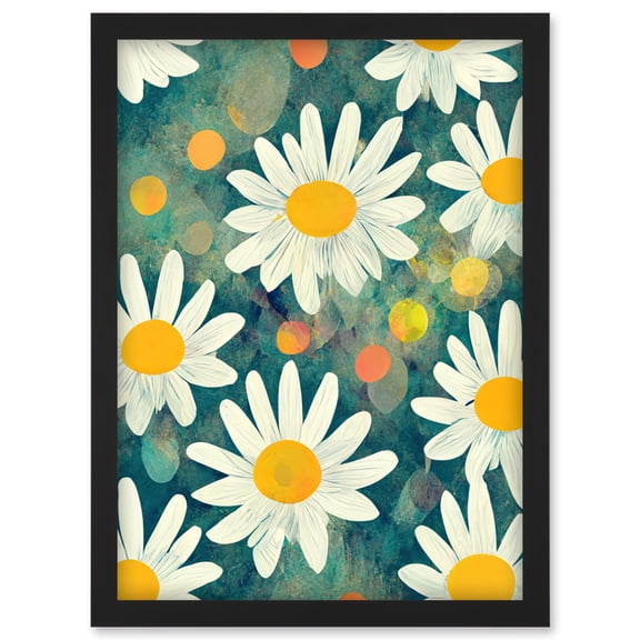Lazy Daisy Afternoon Blossoms Flowers Oxeye Daisies In Meadow Sunlight Artwork Framed Wall Art Print A4