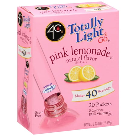 4C Totally Light 2 Go Natural Flavor Pink Lemonade, 2.78 Oz., 20 Count