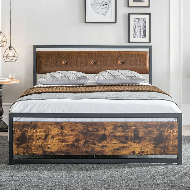 Platform Bed Frame Queen Size, Queen Size Wood Bed Frame With Headboard And Footboard