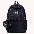 thumbnail image 6 of Bow Embroidery School Backpack, Star Print Backpack with Mini Pendant Bag, Lightweight Loptop Backpack for Travel Shopping (Black), 6 of 6