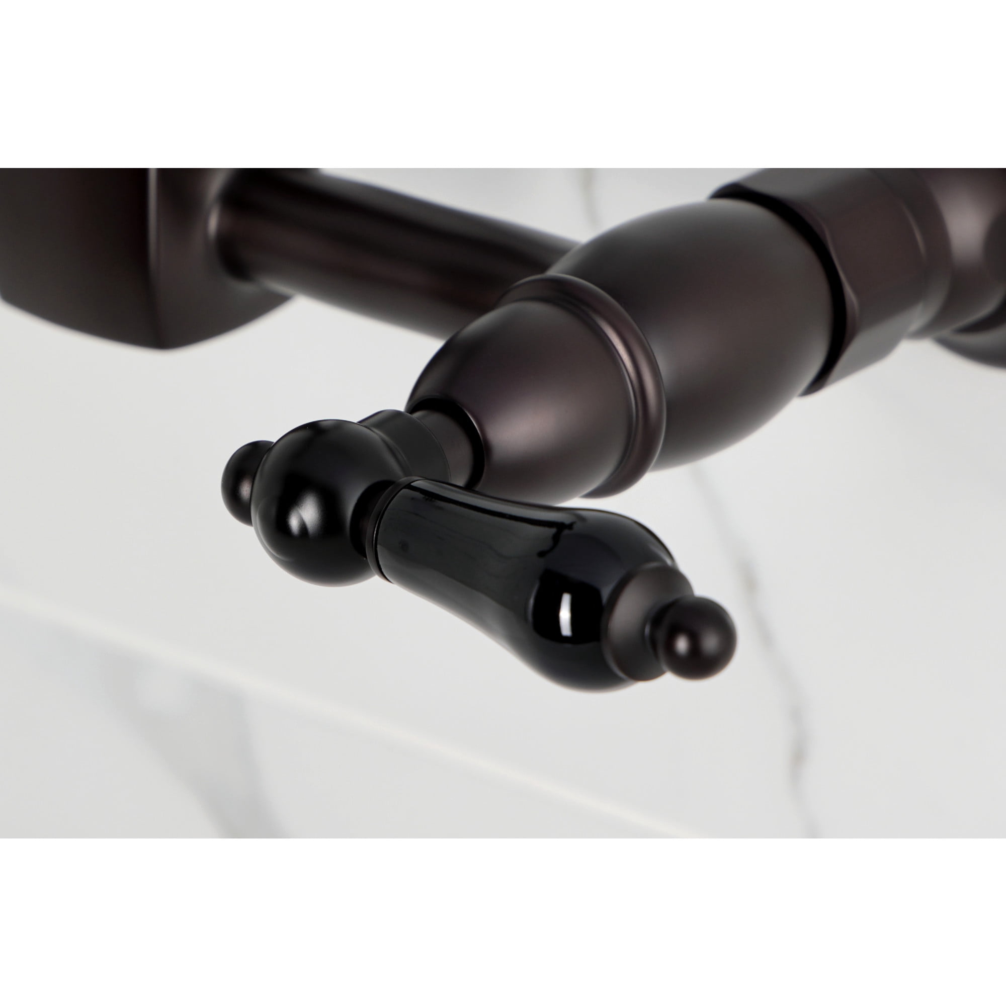 Kingston Brass KS2445PKL Duchess Double-Handle Wall-Mount Bridge Kitchen Faucet, Oil Rubbed Bronze