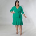 thumbnail image 2 of AURA Women V Neck Lace Ruffle Dress Casual Midi Summer Elegant Loose Fit Dress, 2 of 6