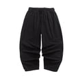 thumbnail image 2 of Men's Cropped Harem Pants Baggy Casual Trousers Loose Fit Drop Crotch Lightweight Breathable with Elastic Waist Drawstring for Yoga Lounge Streetwear Everyday, 2 of 9