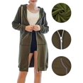 thumbnail image 5 of Gustave Women Full Zip Up Hoodie Oversized Long Tunic Sweatshirts Casual Fleece Hooded Jacket Fashion Winter Coats Outerwear with Pockets "Green, XL", 5 of 5