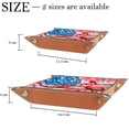 thumbnail image 4 of Women Girls Leather Square Dish Trinket Plate Jewelry Tray, Flamingos on USA Flag Flag Mothers Day Birthday Gift, 20.5x20.5cm, 4 of 6