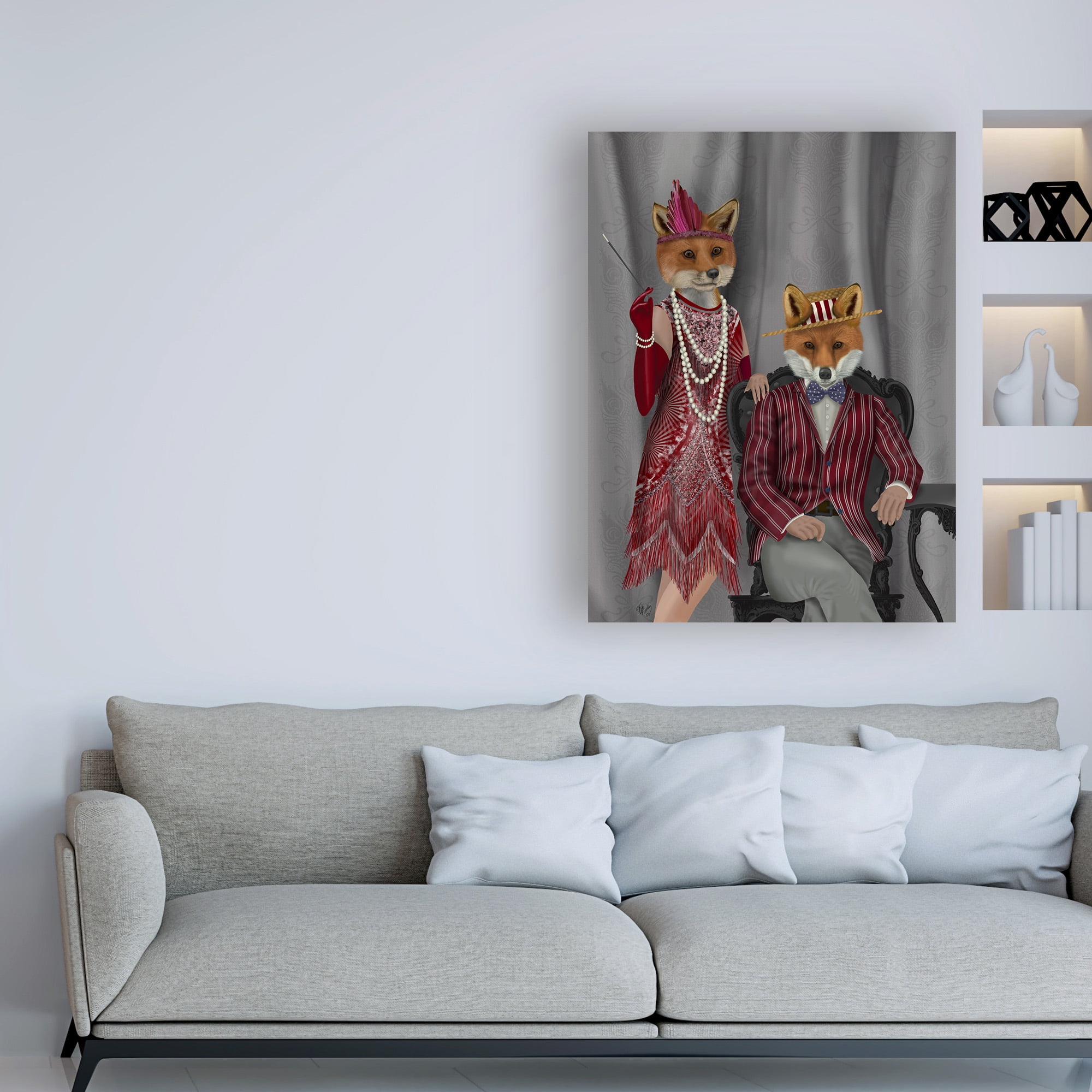 Trademark Fine Art 'Fox Couple 1920s' Canvas Art by Fab Funky