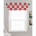 thumbnail image 3 of Faux Linen Valances for Windows Christmas Snowflakes Red and White Plaid Curtains Valance Light Filtering Rod Pocket Small Window Treatment for Kitchen Living Room Bedroom 42x18In, 3 of 6
