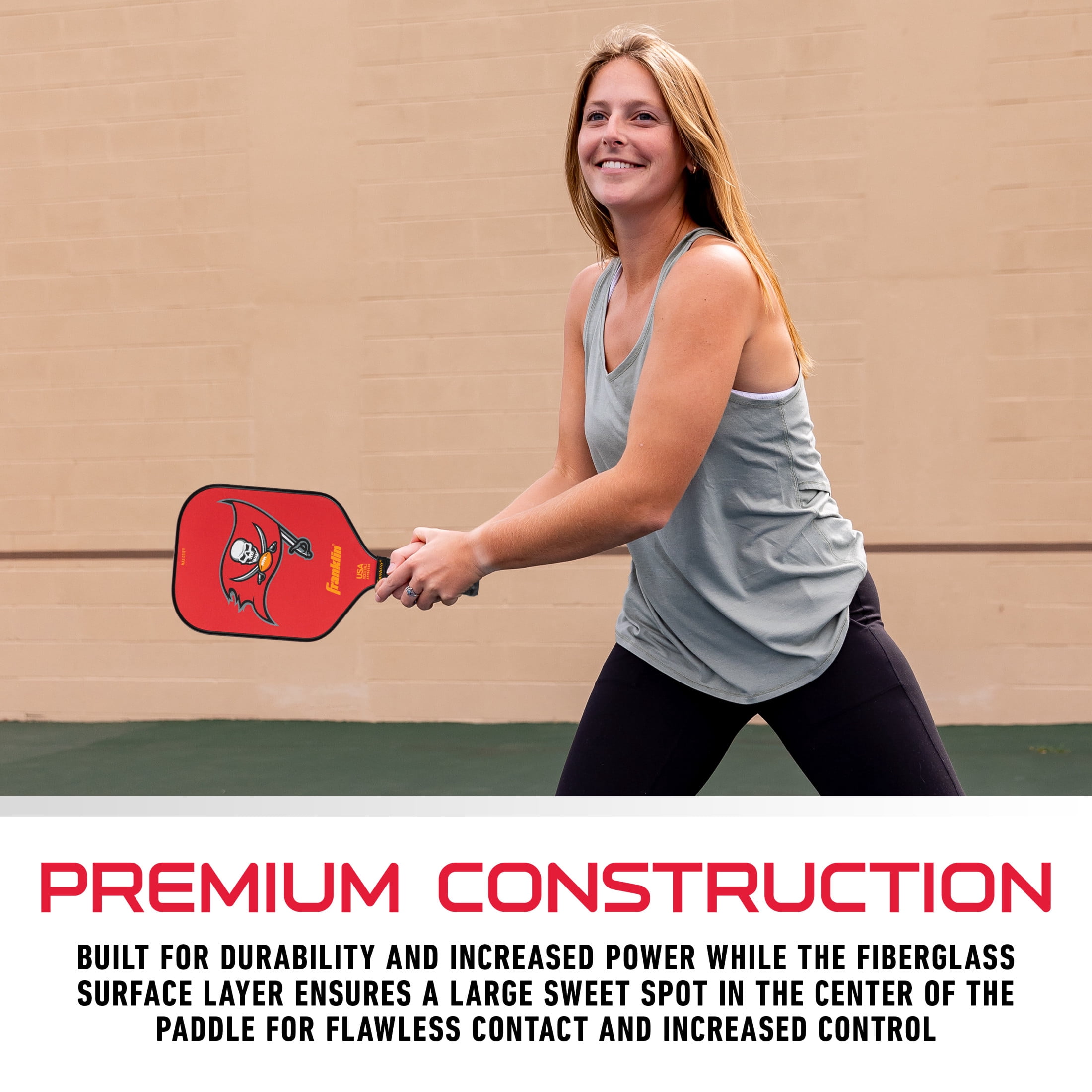 Franklin Sports NFL Tampa Bay Bucs Pickleball Paddle - Official NFL Team Pickleball Paddles - USAP (USAPA) Approved Premium Quality Pickleball Paddles - Authentic Team Logos + Colors