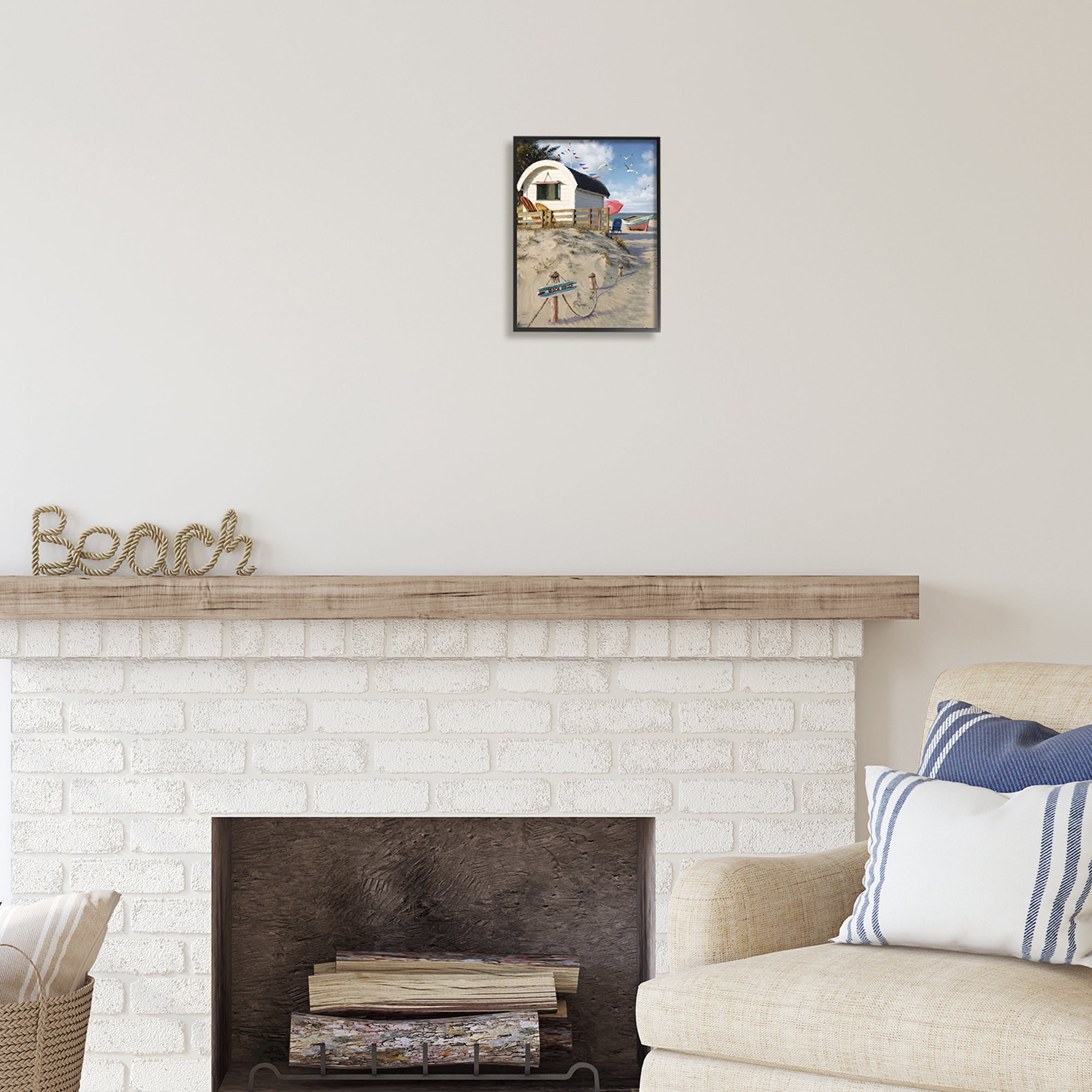 Stupell Industries Beach House Landscape Landscape Painting Black Framed Art Print Wall Art, 11 x 14