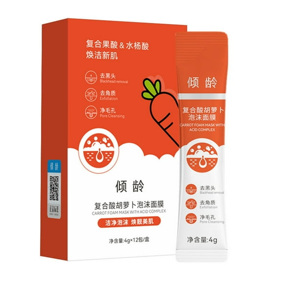 FSTDelivery 12 Sheets Carrot Extract Bubble Face Mask,Compound Foam Facial Mask Cleansing Shrink Pores Moisturizing Hydrating Jelly Film for Daily Hydrating Facial Care & Skin Recovery Cream