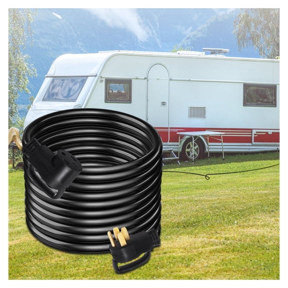 25 FT 50 Amp RV Extension Cord NEMA 14-50P to 14-50R, 125/250V Heavy Duty 6/3 8/1 STW RV Power Cable for EV Charging, Welders, RV Trailer Campers