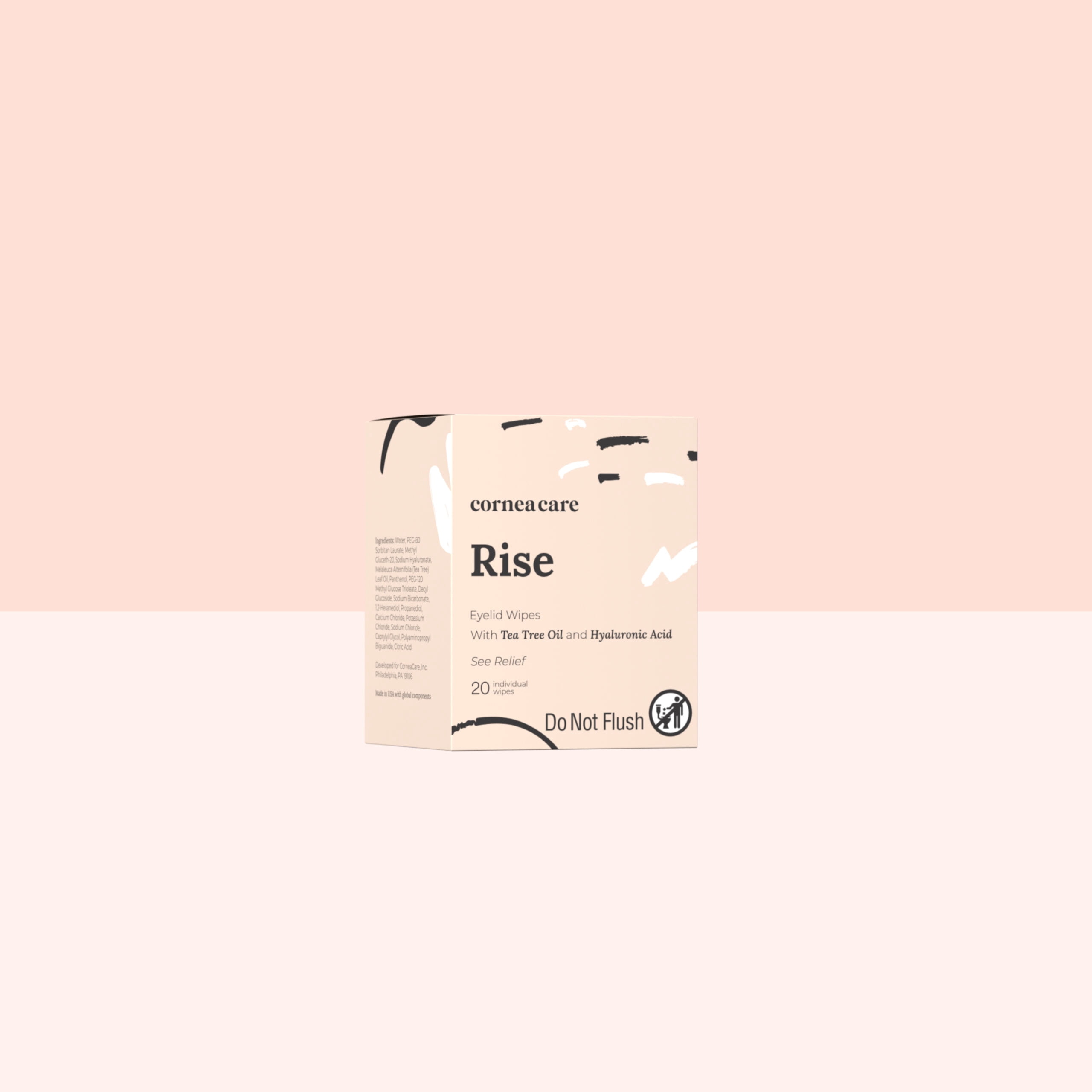 CorneaCare Rise, Cleansing & Moisturizing Eyelid Wipes with Hyaluronic Acid for Dry Eye Relief - 20ct