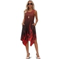 thumbnail image 2 of FUIALDOLG Fire Flame Summer Dress for Womens Sleeveless Round Neck Swing Sleeveless Sundresses Flowy Pleated Asymmetric Dress for Cocktail Party,XL, 2 of 8