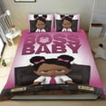 thumbnail image 1 of Bebé Jefe: Niña Africana Conjunto de sábanas temático, trío de piezas, cómodo y amigable con la piel, diseño único, regalo de decoración para el hogar para familiares, amigos y fans,135X200cm, 1 of 6