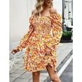 thumbnail image 2 of OUSIMEN Women's A-Line Crew Neck Short Sleeve Mini Floral Dress, 2 of 5