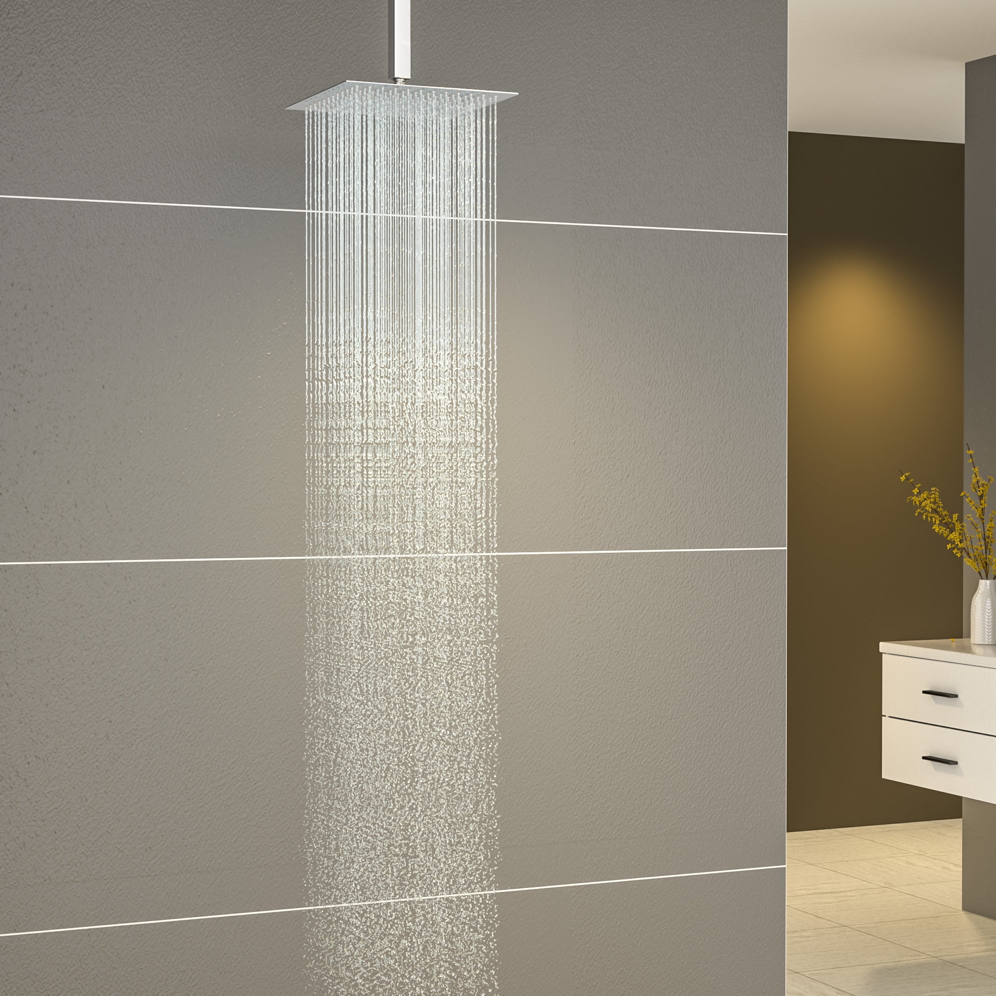 Logmey 16"Rainfall Shower Head Square Chrome Shower Adjustable for Bathroom
