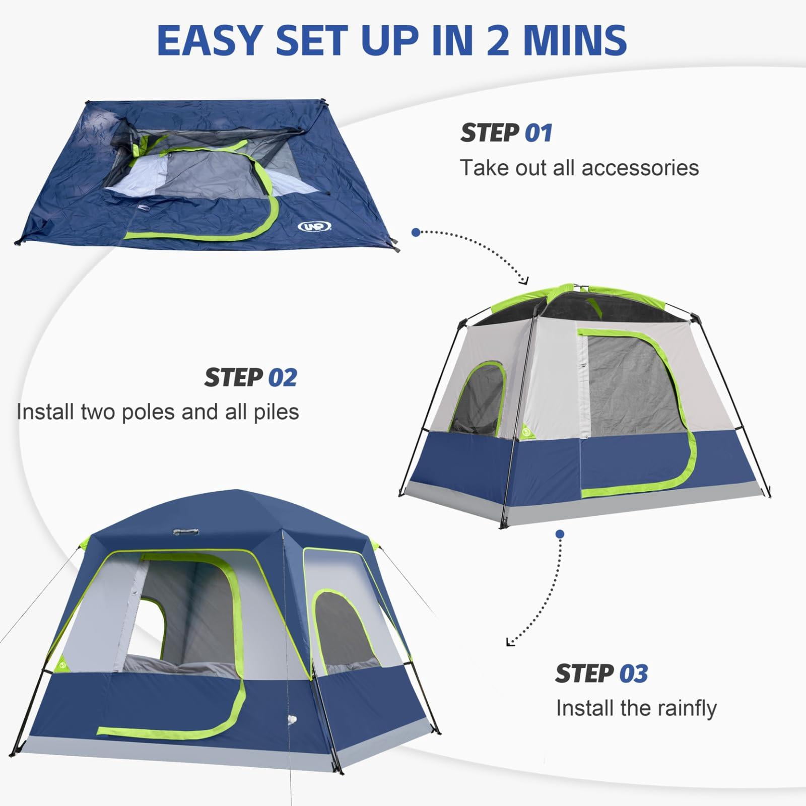 2/4/6/8 Person Tent  Portable Cabin Camping 4-person Easy Set Up Waterproof With Top Rainfly For Outdoor Camping/hiking