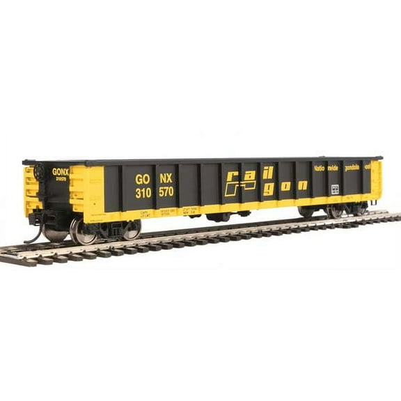 Walthers HO Scale 53' Railgon Gondola Railgon/GONX(As-Built/Black/Yellow) 310570