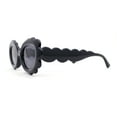 thumbnail image 3 of Womens Fluffy Cloud Shape Oval Plastic Sunglasses All Black, 3 of 4