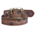 thumbnail image 3 of Snap On 1 1/2" Vintage Cowhide Full Grain Faux Cow Print Leather Casual Belt, 3 of 4