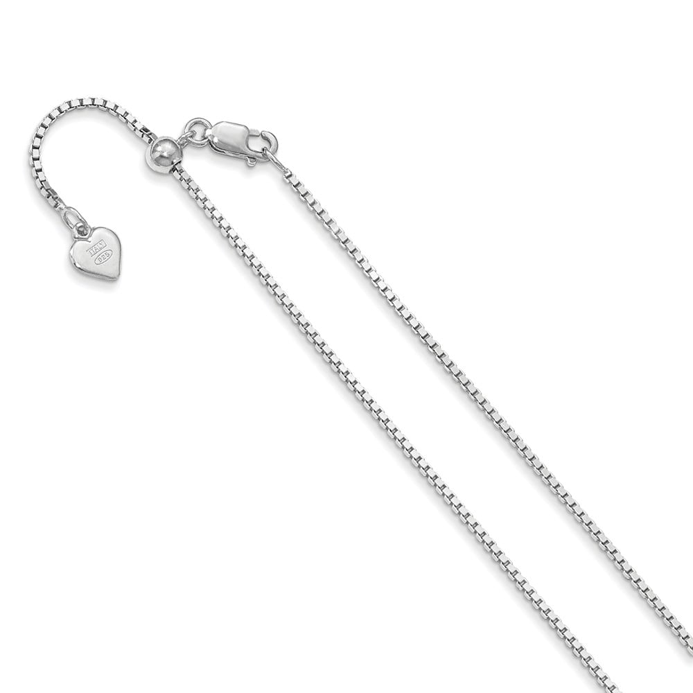 AA Jewels Solid 925 Sterling Silver 1.1mm Adjustable Box Chain Necklace with Secure Lobster