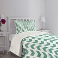 thumbnail image 3 of Ambesonne Chevron Quilted Bedspread Set 2 Pcs, Abstract Zigzag Tribal, Twin Size, Teal White, 3 of 5