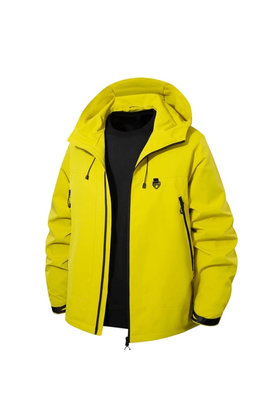 Men's Stormcoat Windproof Hooded Jacket Mountaineering Solid Color Top Waterproof Men's Long Sleeved Hooded Casual Jacket